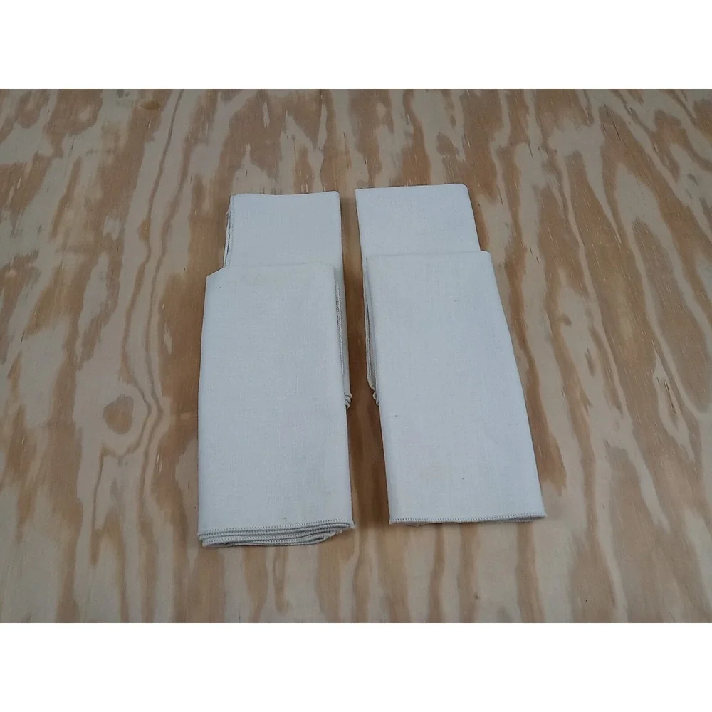 Lot Of 4 Vintage White Cloth Napkins Off White‎ Beige Table Decor Dinner Napkins